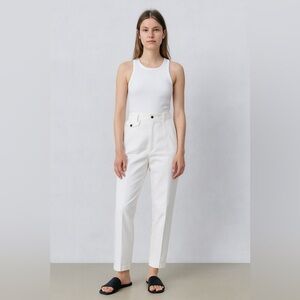 ZARA Women's High-Waisted White Trousers - Tailored Straight-Leg Pants